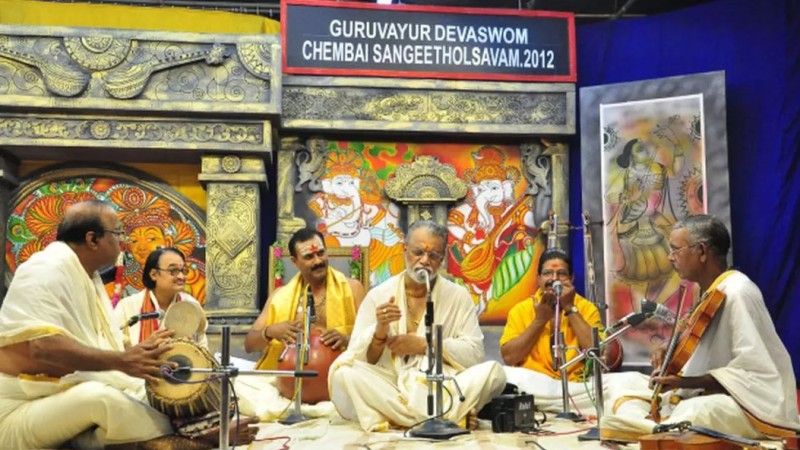 A performance of K. Radhakrishnan in the Guruvayur Sree Krishna temple at the Chembai Sangeetholsavam 2012