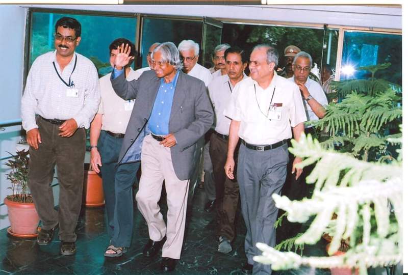 A photo of Tapan Misra (extreme left) from 2010 in which he can be seen with APJ Abdul Kalam, attending a space related event
