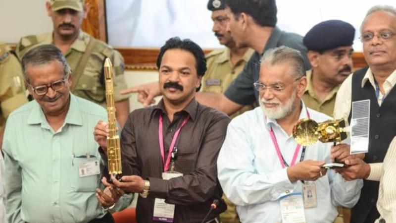 A picture of K Radhakrishnan after PSLV C25 launch
